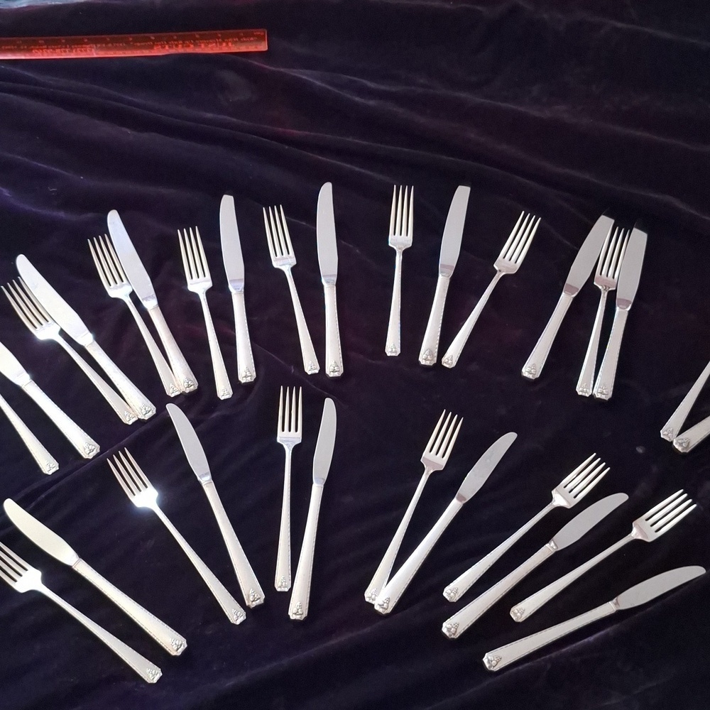 Prestige Silver Plate Vintage Prestine Forks and Knife  Set Lot 2